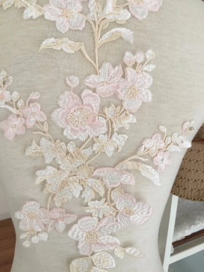 10 Pairs Pastel Beautiful Fine Embroidery Wedding Gown Prom Dress Lace Applique, Flower Venice Fabric Applique for Garters