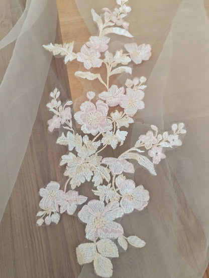 10 Pairs Pastel Beautiful Fine Embroidery Wedding Gown Prom Dress Lace Applique, Flower Venice Fabric Applique for Garters