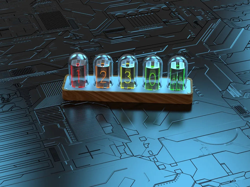 Nixie Tube Clock Glow Tubes Analog Clock Creative Retro Digital RGB Night Light Exquisite Desktop Home Decoration Gift