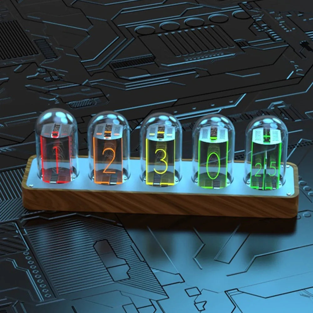 Nixie Tube Clock Glow Tubes Analog Clock Creative Retro Digital RGB Night Light Exquisite Desktop Home Decoration Gift