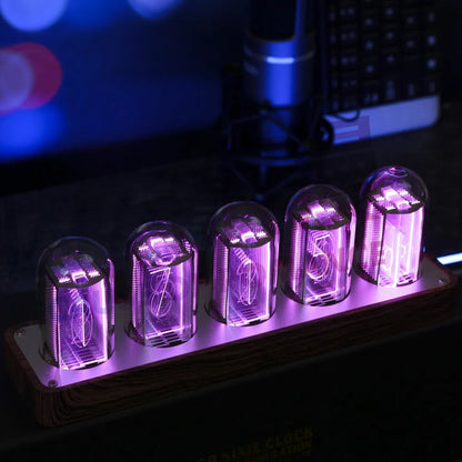 Nixie Tube Clock Glow Tubes Analog Clock Creative Retro Digital RGB Night Light Exquisite Desktop Home Decoration Gift