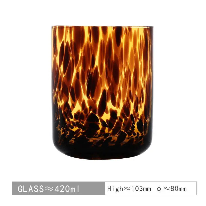 Cute Amber Leopard Mushroom Glass Cup Goblet Beauty Cocktail Cup Beverage Cup Vintage Cup Coffee Milk Glass Cup