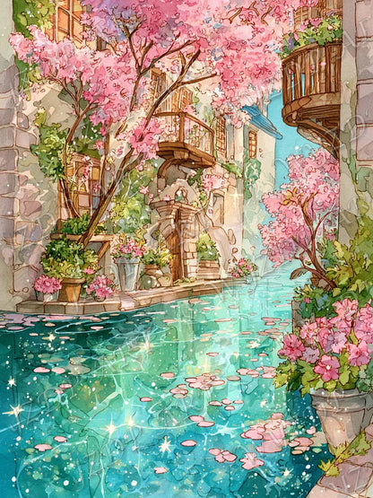 WYZDP 100% Fairy Dust Diamond Painting Landscape Square Diamond embroidery Flower Wall Art Stitch Diamond Art Full Crystal Decor