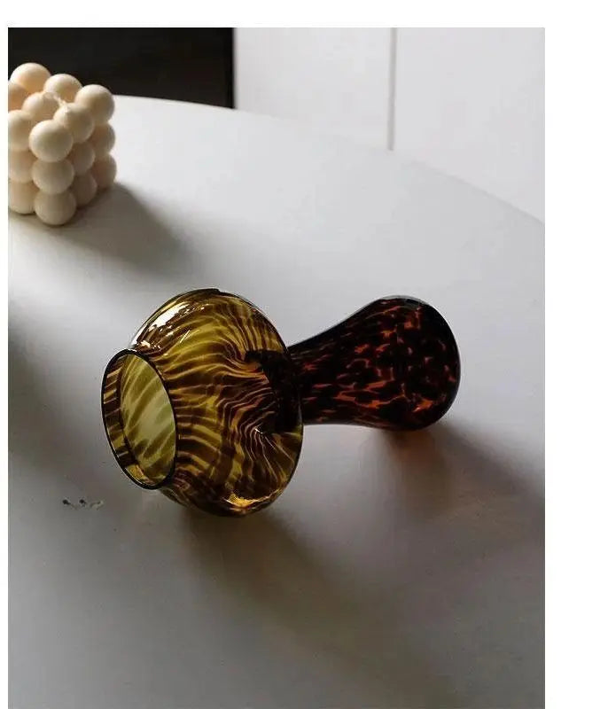Cute Amber Leopard Mushroom Glass Cup Goblet Beauty Cocktail Cup Beverage Cup Vintage Cup Coffee Milk Glass Cup
