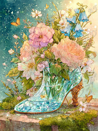 WYZDP 100% Fairy Dust Diamond Painting Landscape Square Diamond embroidery Flower Wall Art Stitch Diamond Art Full Crystal Decor