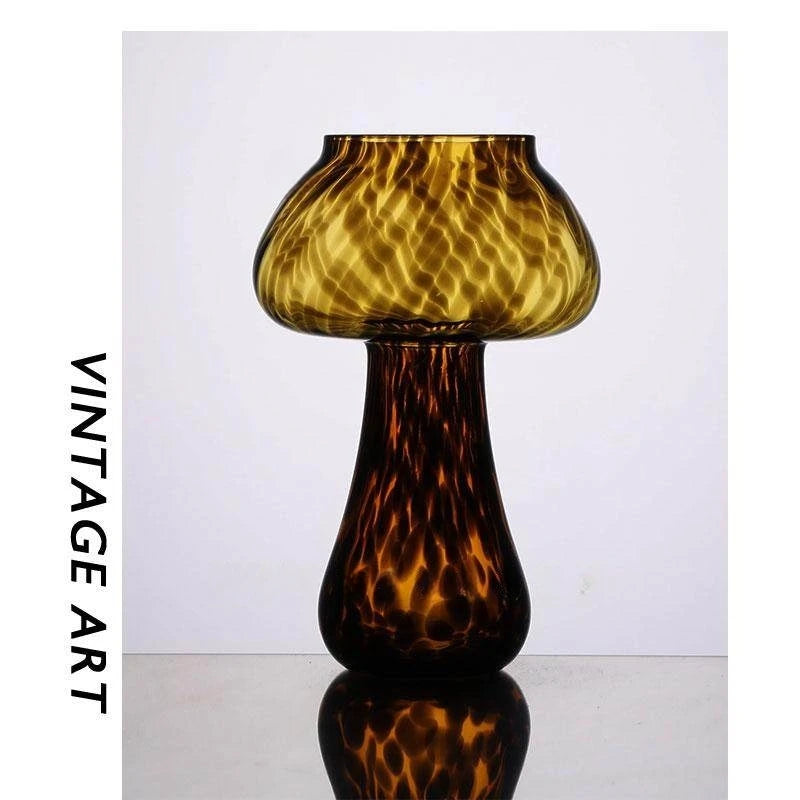 Cute Amber Leopard Mushroom Glass Cup Goblet Beauty Cocktail Cup Beverage Cup Vintage Cup Coffee Milk Glass Cup