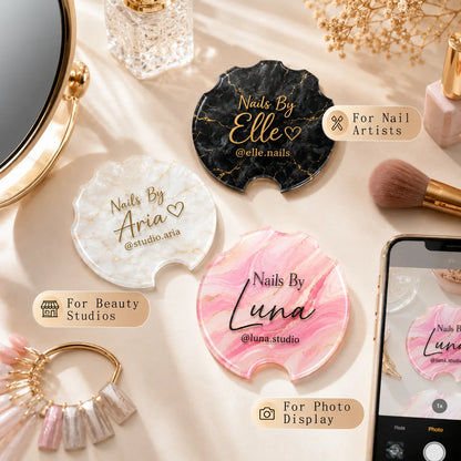 Custom Acrylic Nailfie Disc Personalized Logo Text Nail Photo Prop For Nail Technician Salon Manicure Art Shooting Display Plate