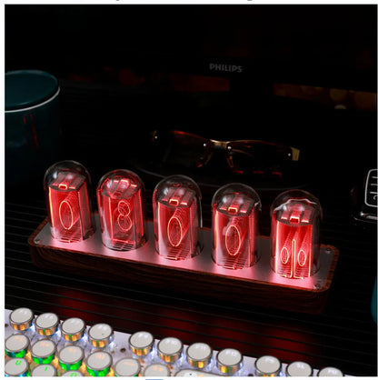 Nixie Tube Clock Glow Tubes Analog Clock Creative Retro Digital RGB Night Light Exquisite Desktop Home Decoration Gift