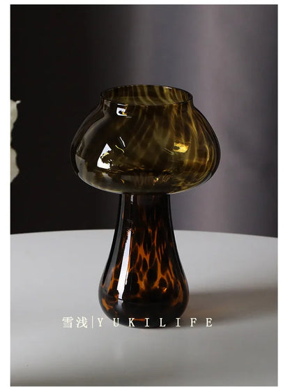 Cute Amber Leopard Mushroom Glass Cup Goblet Beauty Cocktail Cup Beverage Cup Vintage Cup Coffee Milk Glass Cup