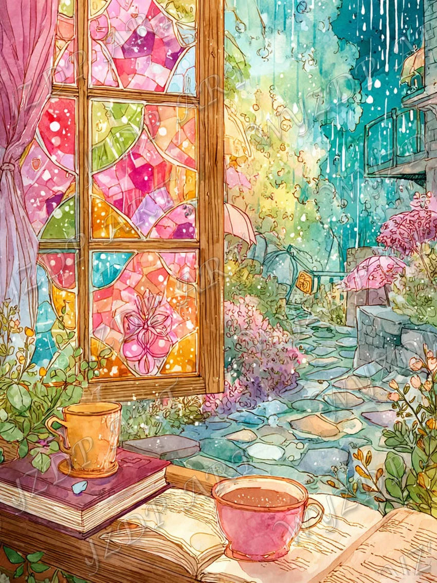 WYZDP 100% Fairy Dust Diamond Painting Landscape Square Diamond embroidery Flower Wall Art Stitch Diamond Art Full Crystal Decor