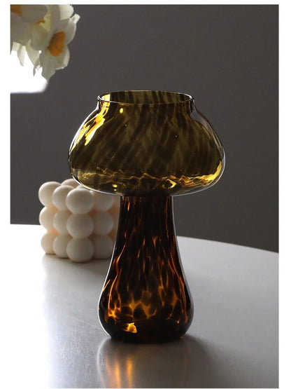Cute Amber Leopard Mushroom Glass Cup Goblet Beauty Cocktail Cup Beverage Cup Vintage Cup Coffee Milk Glass Cup