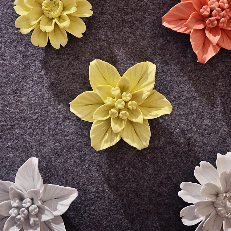 1pcs Home Decoration Living culture ceramic flower 3D wall decoration handicraft living room bedroom wall TV hanging behind wall