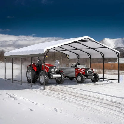 20x20FT Heavy Duty Metal Carport Galvanized Steel Frame Reinforced Base All-Weather Shelter for Boat Truck Tractor Custom