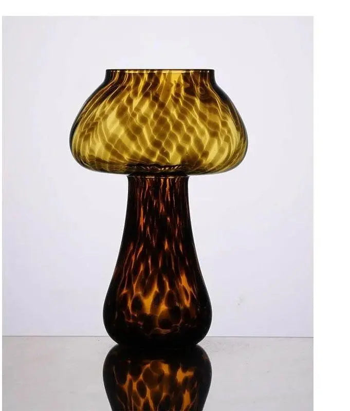 Cute Amber Leopard Mushroom Glass Cup Goblet Beauty Cocktail Cup Beverage Cup Vintage Cup Coffee Milk Glass Cup