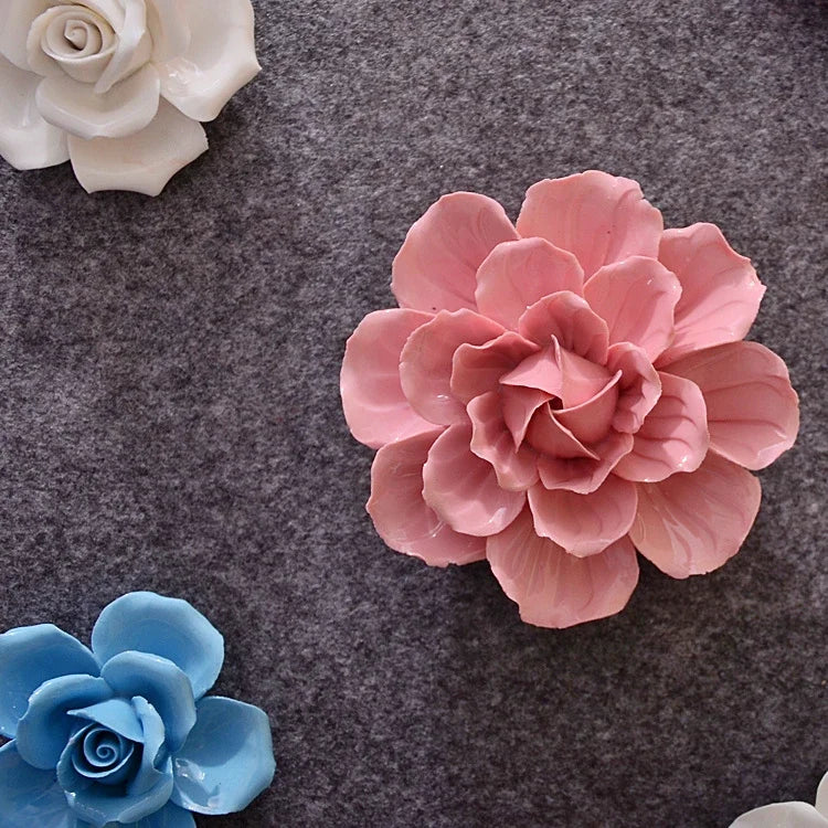 1pcs Home Decoration Living culture ceramic flower 3D wall decoration handicraft living room bedroom wall TV hanging behind wall