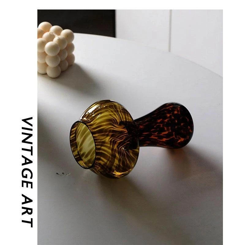 Cute Amber Leopard Mushroom Glass Cup Goblet Beauty Cocktail Cup Beverage Cup Vintage Cup Coffee Milk Glass Cup