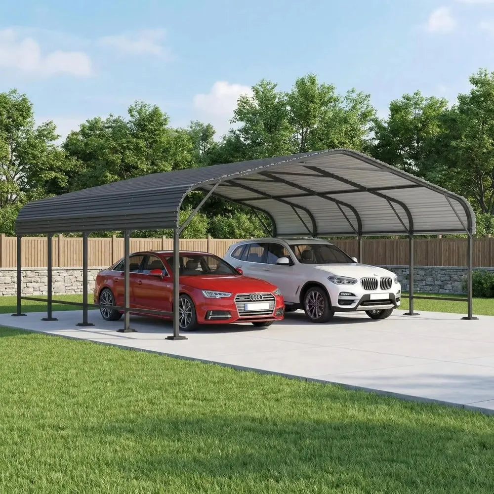 20x20FT Heavy Duty Metal Carport Galvanized Steel Frame Reinforced Base All-Weather Shelter for Boat Truck Tractor Custom