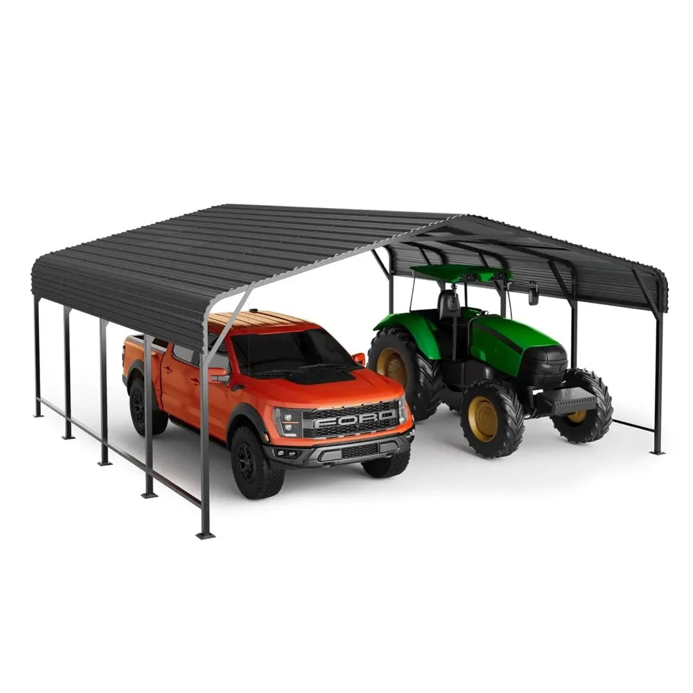 20x20FT Heavy Duty Metal Carport Galvanized Steel Frame Reinforced Base All-Weather Shelter for Boat Truck Tractor Custom