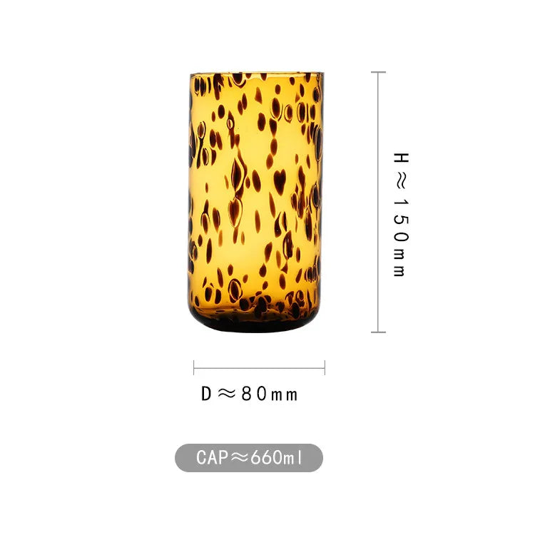 Cute Amber Leopard Mushroom Glass Cup Goblet Beauty Cocktail Cup Beverage Cup Vintage Cup Coffee Milk Glass Cup