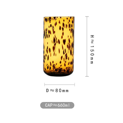 Cute Amber Leopard Mushroom Glass Cup Goblet Beauty Cocktail Cup Beverage Cup Vintage Cup Coffee Milk Glass Cup