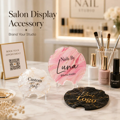 Custom Acrylic Nailfie Disc Personalized Logo Text Nail Photo Prop For Nail Technician Salon Manicure Art Shooting Display Plate