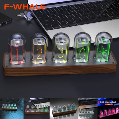 Nixie Tube Clock Glow Tubes Analog Clock Creative Retro Digital RGB Night Light Exquisite Desktop Home Decoration Gift
