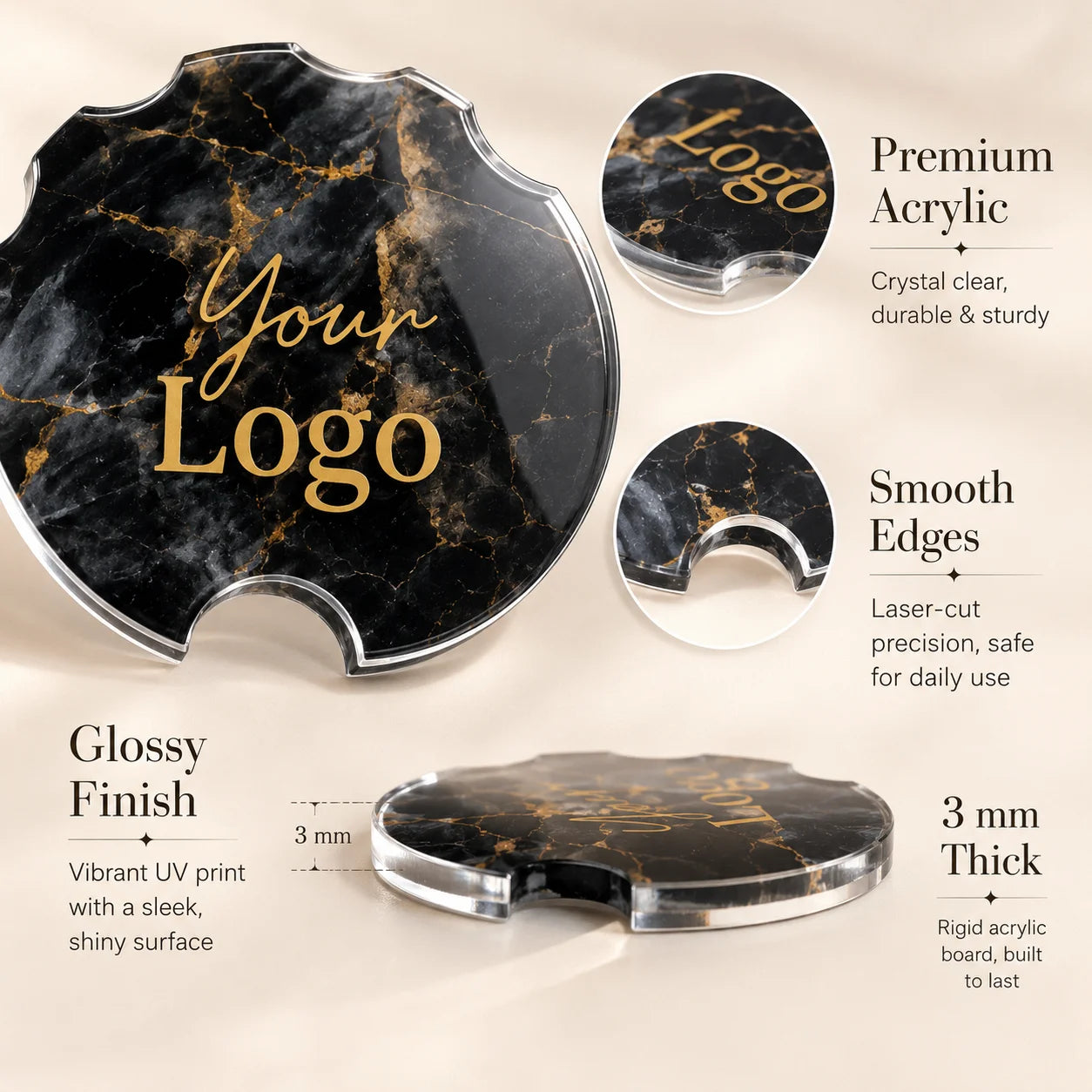Custom Acrylic Nailfie Disc Personalized Logo Text Nail Photo Prop For Nail Technician Salon Manicure Art Shooting Display Plate