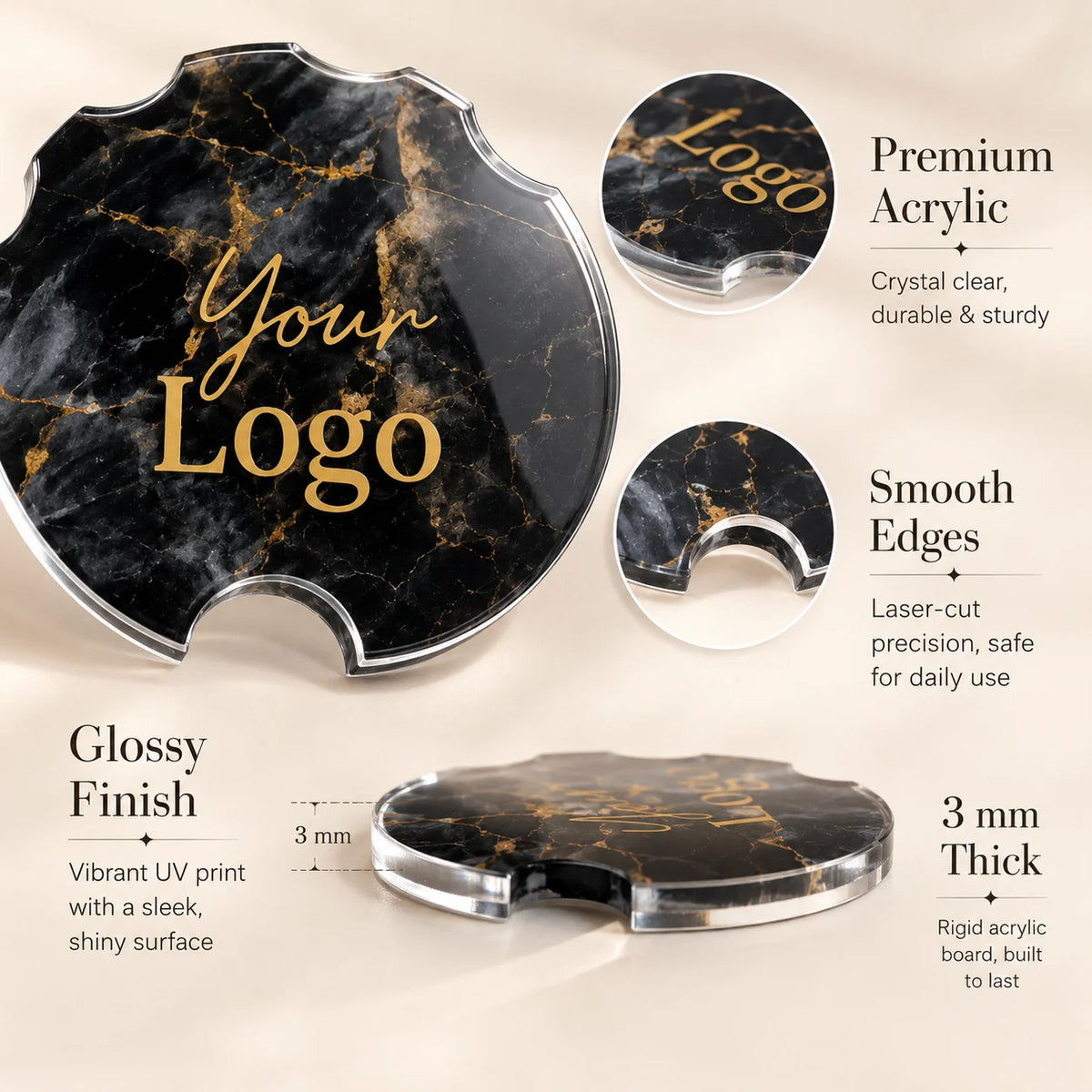 Custom Acrylic Nailfie Disc Personalized Logo Text Nail Photo Prop For Nail Technician Salon Manicure Art Shooting Display Plate