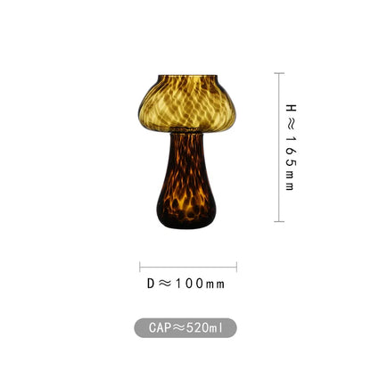 Cute Amber Leopard Mushroom Glass Cup Goblet Beauty Cocktail Cup Beverage Cup Vintage Cup Coffee Milk Glass Cup