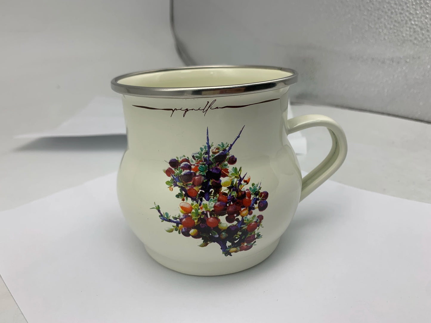 French Retro Enamel Water Cup Flower Enamel Mug Painted Coffee Cup Breakfast Cup 550ML Tea Cup Vase Home Decoration Craft Gift