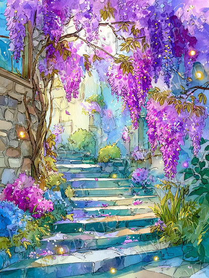 WYZDP 100% Fairy Dust Diamond Painting Landscape Square Diamond embroidery Flower Wall Art Stitch Diamond Art Full Crystal Decor
