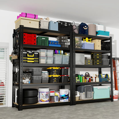 Heavy-Duty 5-Tier Adjustable Metal Shelving Unit with Pegboard Panel System - Capacity Suitable for Basement, Garage, Warehouse