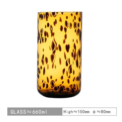 Cute Amber Leopard Mushroom Glass Cup Goblet Beauty Cocktail Cup Beverage Cup Vintage Cup Coffee Milk Glass Cup