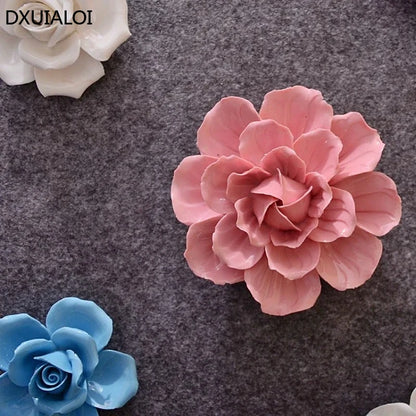 1pcs Home Decoration Living culture ceramic flower 3D wall decoration handicraft living room bedroom wall TV hanging behind wall