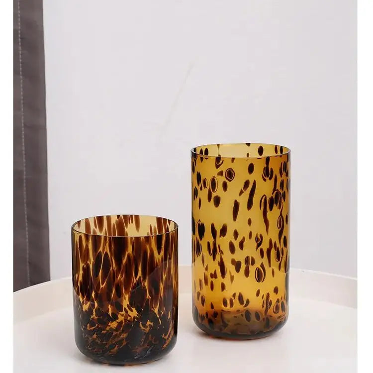 Cute Amber Leopard Mushroom Glass Cup Goblet Beauty Cocktail Cup Beverage Cup Vintage Cup Coffee Milk Glass Cup