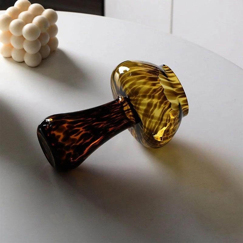 Cute Amber Leopard Mushroom Glass Cup Goblet Beauty Cocktail Cup Beverage Cup Vintage Cup Coffee Milk Glass Cup