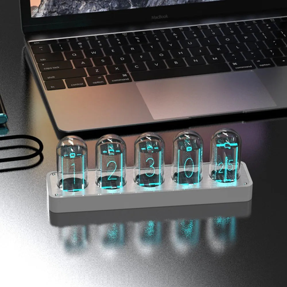 Nixie Tube Clock Glow Tubes Analog Clock Creative Retro Digital RGB Night Light Exquisite Desktop Home Decoration Gift