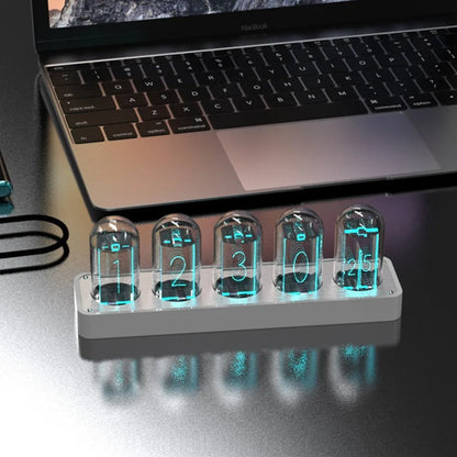 Nixie Tube Clock Glow Tubes Analog Clock Creative Retro Digital RGB Night Light Exquisite Desktop Home Decoration Gift