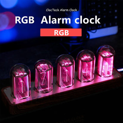 Nixie Tube Clock Glow Tubes Analog Clock Creative Retro Digital RGB Night Light Exquisite Desktop Home Decoration Gift