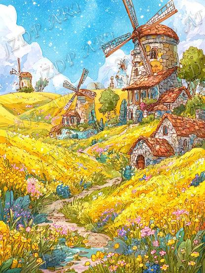 WYZDP 100% Fairy Dust Diamond Painting Landscape Square Diamond embroidery Flower Wall Art Stitch Diamond Art Full Crystal Decor