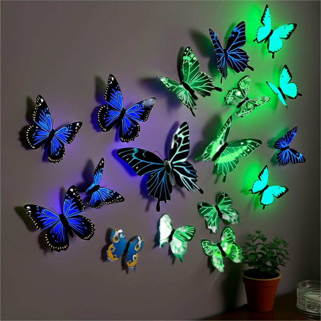 3D Luminous Butterfly Creative Wall Sticker for Home Decorations DIY Gift