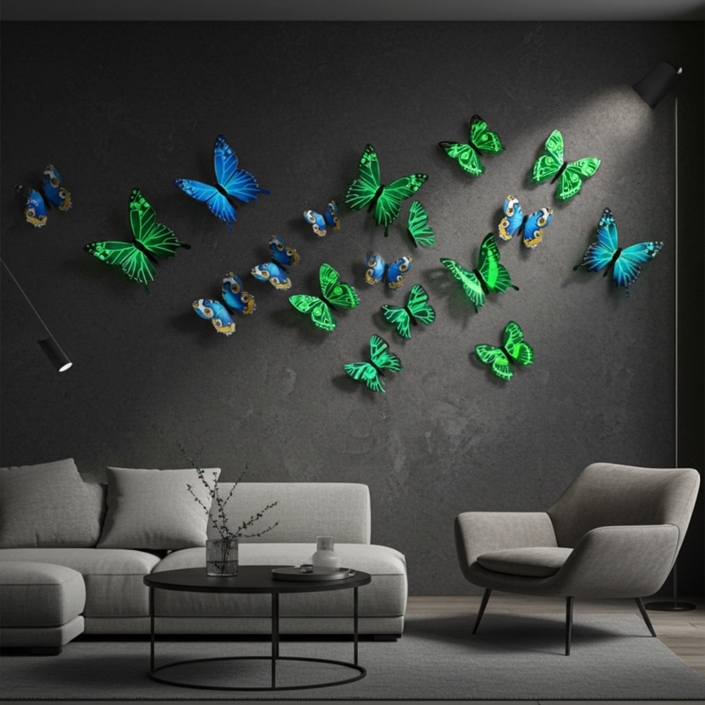 3D Luminous Butterfly Creative Wall Sticker for Home Decorations DIY Gift